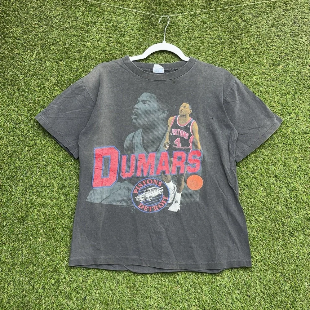 Vintage  Joe Dumars Detroit Pistons Shirt Mens Medium Salem 89' Caricature Faded